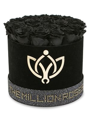 Black Roses In Classic Round Box - Black - Black