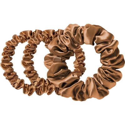 Black Slipsilk™ 3-Pack Silk Scrunchies Set in Copper 