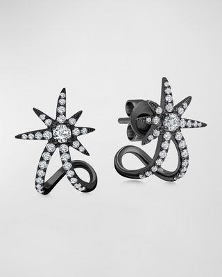 Black Starburst Cuff Earrings
