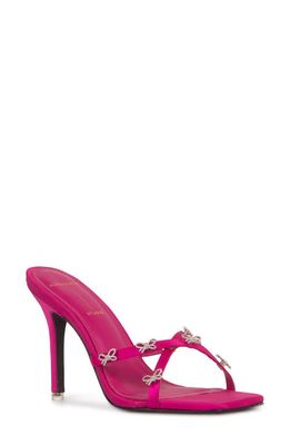 BLACK SUEDE STUDIO Arielle Bow Sandal in Berry Satin