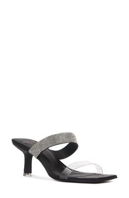 BLACK SUEDE STUDIO Glitter Slide Sandal in Black Embellished