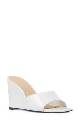 BLACK SUEDE STUDIO Paola Wedge Sandal in White Patent