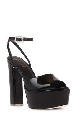 BLACK SUEDE STUDIO Zoe Ankle Strap Platform Sandal in Black Patent