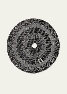 Black Velvet With Silver Embroidery Tree Skirt