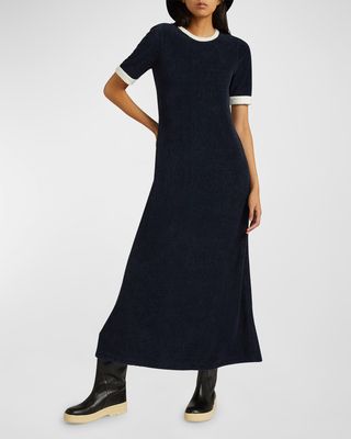 Blackboard Short-Sleeve Toweling Midi Dress