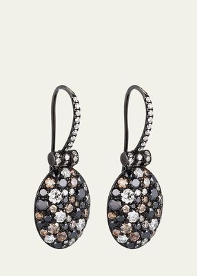 Blackened Gold Earrings with Multicolor Diamonds