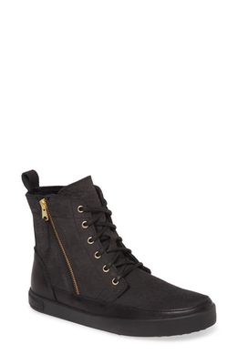 Blackstone 'CW96' Genuine Shearling Lined Sneaker Boot in Black Solid Leather
