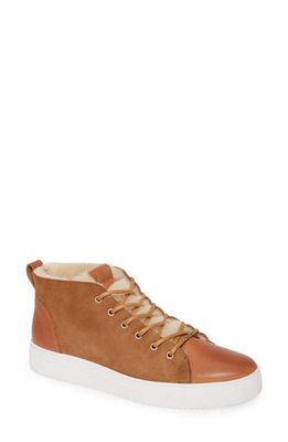 Blackstone QL48 Genuine Shearling Lined High Top Sneaker in Rust Leather