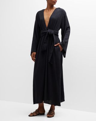 Blair Belted Long-Sleeve Midi Dress