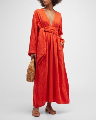 Blair Long-Sleeve Gauze Maxi Dress