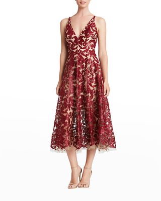 Blair Sequin Fit-&-Flare Midi Dress
