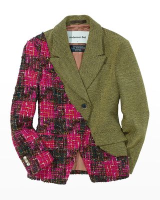 Blair Tweed and Wool Patchwork Blazer