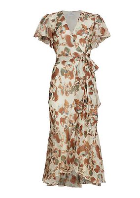 Blaire Printed Linen & Silk Wrap Dress