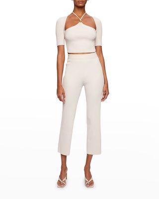Blaise Ribbed-Knit Pull-On Cropped Pants