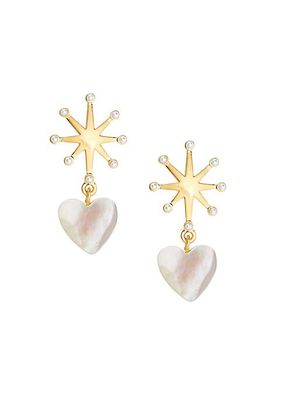 Blake 24K-Gold-Plated, Freshwater Pearl & Mother-Of-Pearl Heart Drop Earrings