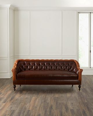 Blakely Leather Tufted Sofa, 89"