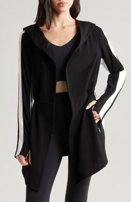 Blanc Noir Anastasia Hooded Stretch Cotton Jacket in Black