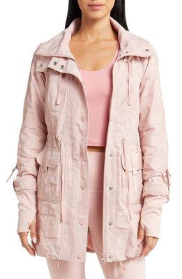 Blanc Noir Hooded Water Resistant Anorak in Peach Blush Camo