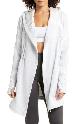 Blanc Noir Katia Traveler Faux Leather Hooded Jacket in Pearl/White