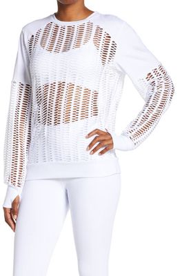 Blanc Noir Linear Mesh Sweatshirt in White