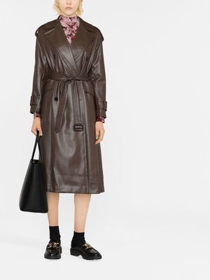 Blanca Vita belted double-breasted trench coat - Brown
