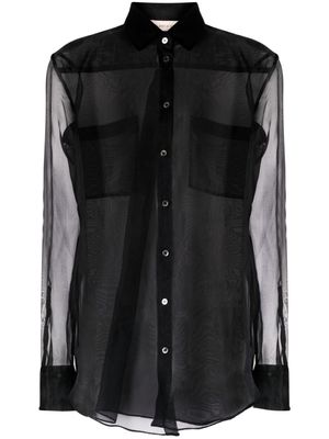 Blanca Vita Capparis semi-sheer silk shirt - Black