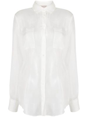 Blanca Vita Capparis semi-sheer silk shirt - White