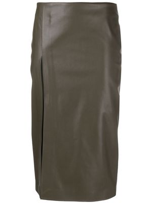 Blanca Vita front slit-detail midi skirt - Green