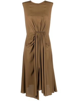 Blanca Vita gathered-detail sleeveless dress - Brown