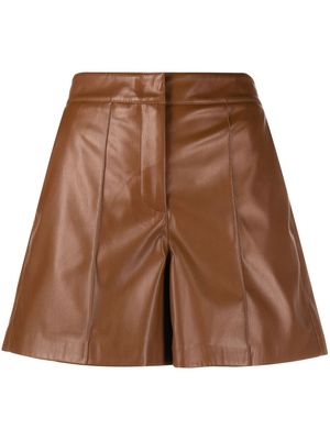 Blanca Vita high-waisted faux-leather shorts - Brown