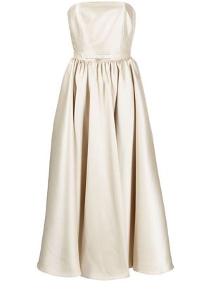 Blanca Vita loop-detail pleated dress - Neutrals
