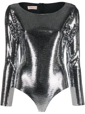 Blanca Vita metallic-finish long-sleeve bodysuit - Silver