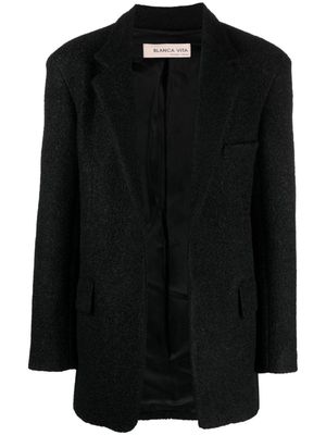 Blanca Vita notched-lapels textured-finish blazer - Black
