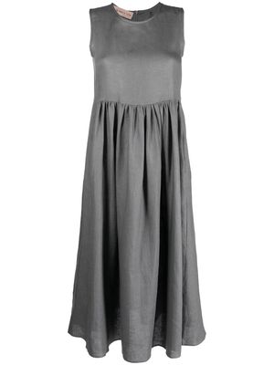 Blanca Vita pleated sleeveless linen midi dress - Grey