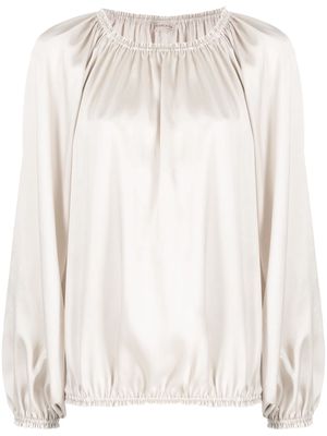 Blanca Vita satin-finish ruched blouse - Neutrals