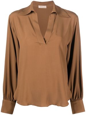 Blanca Vita V-neck draped blouse - Brown