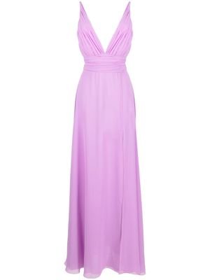 Blanca Vita V-neck pleated gown - Purple