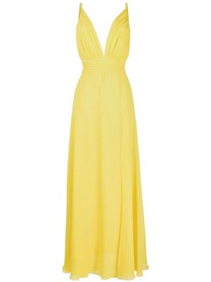 Blanca Vita V-neck ruched gown - Yellow