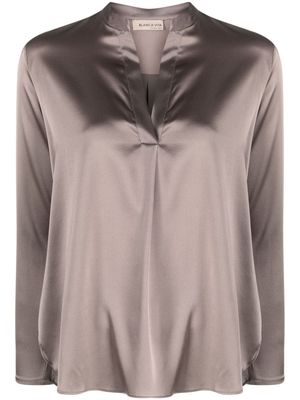 Blanca Vita V-neck silk blouse - Grey