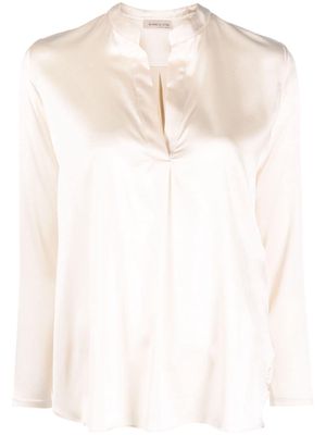 Blanca Vita V-neck silk blouse - Neutrals