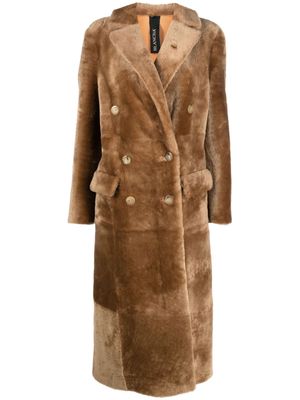Blancha double-breasted reversible coat - Brown