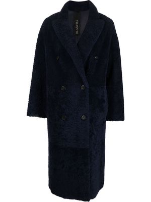 Blancha double-breasted reversible shearling coat - Blue