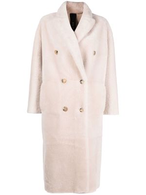 Blancha double-breasted reversible shearling coat - Neutrals