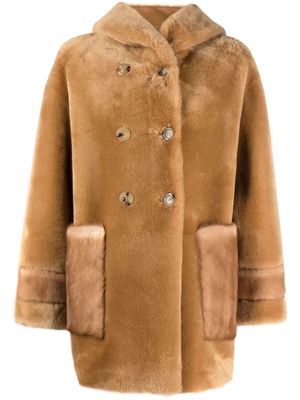 Blancha hooded fur coat - Brown