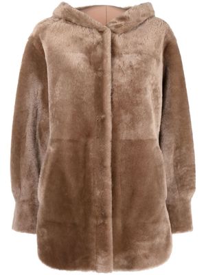 Blancha hooded overcoat jacket - Brown