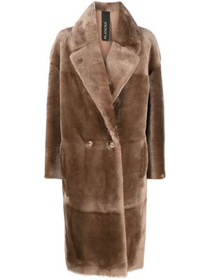 Blancha long-sleeve shearling coat - Brown