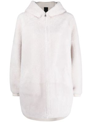 Blancha reversible hooded shearling coat - White