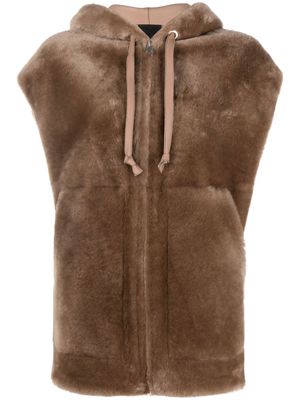 Blancha reversible merino-wool sleeveless coat - Brown
