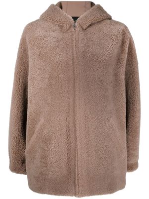 Blancha reversible shearling hooded jacket - Brown