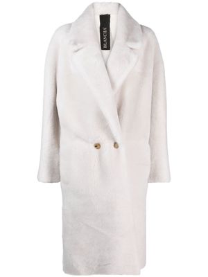 Blancha shearling double-breasted coat - White
